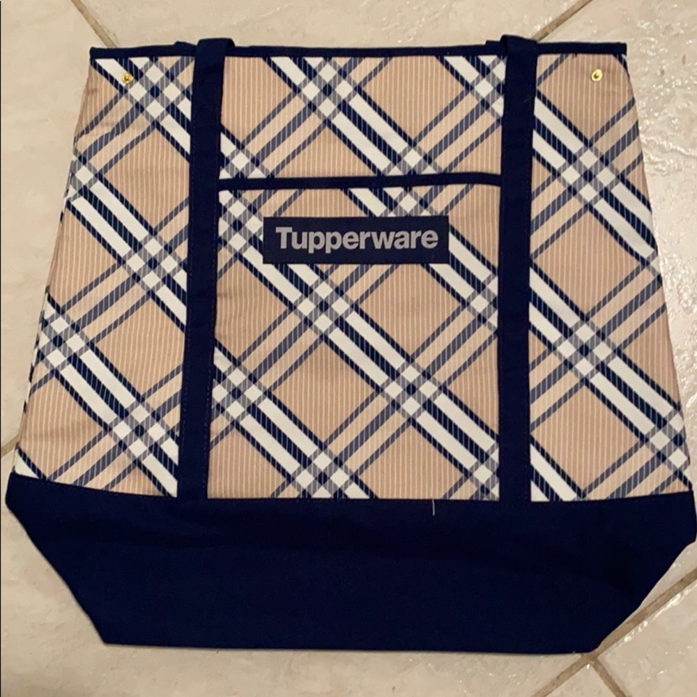 Plaid canvas tote bag